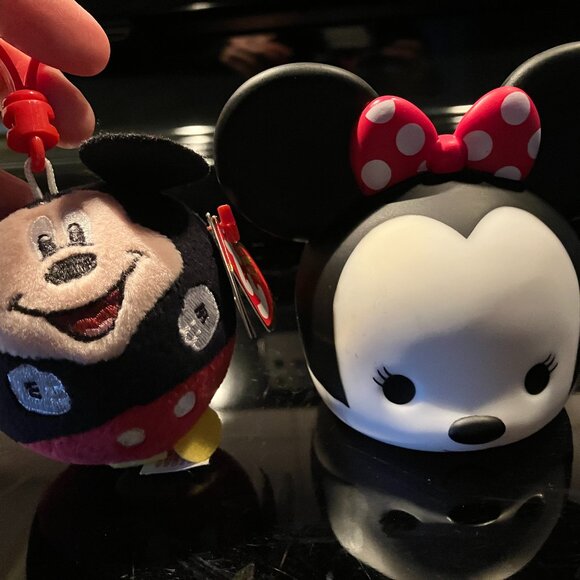 Mickey Mouse Plush Keychain + Minnie Mouse Night Light - Picture 1 of 3
